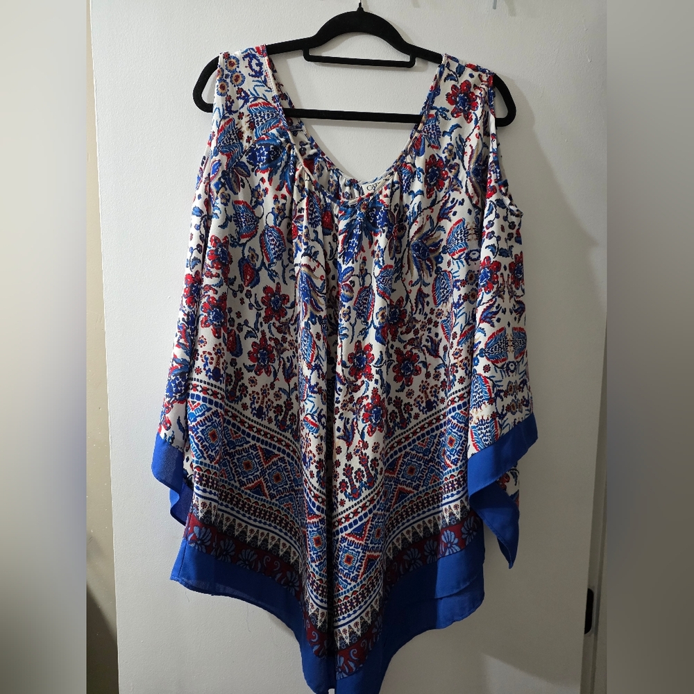 Cato Blue and Red Floral Blouse